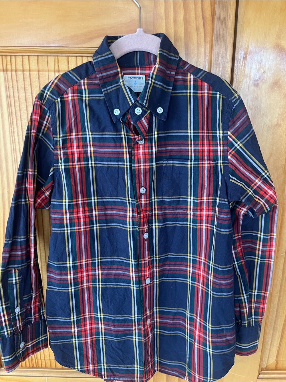 Crewcuts Navy, Red & Yellow Plaid Button-Down Shirt